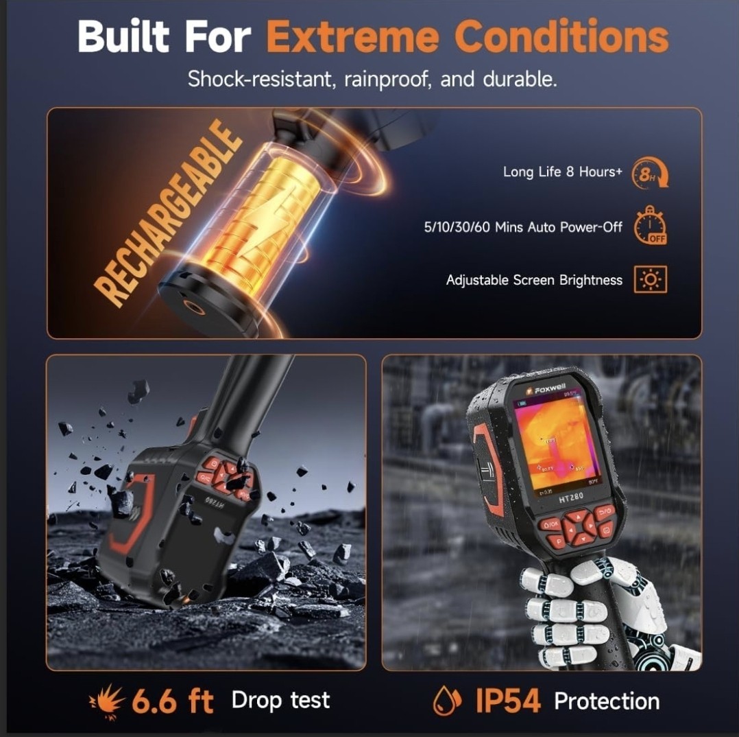 FOXWELL HT280 Thermal Imaging Camera, 320 X 240 2.8″ LCD Screen Thermal…