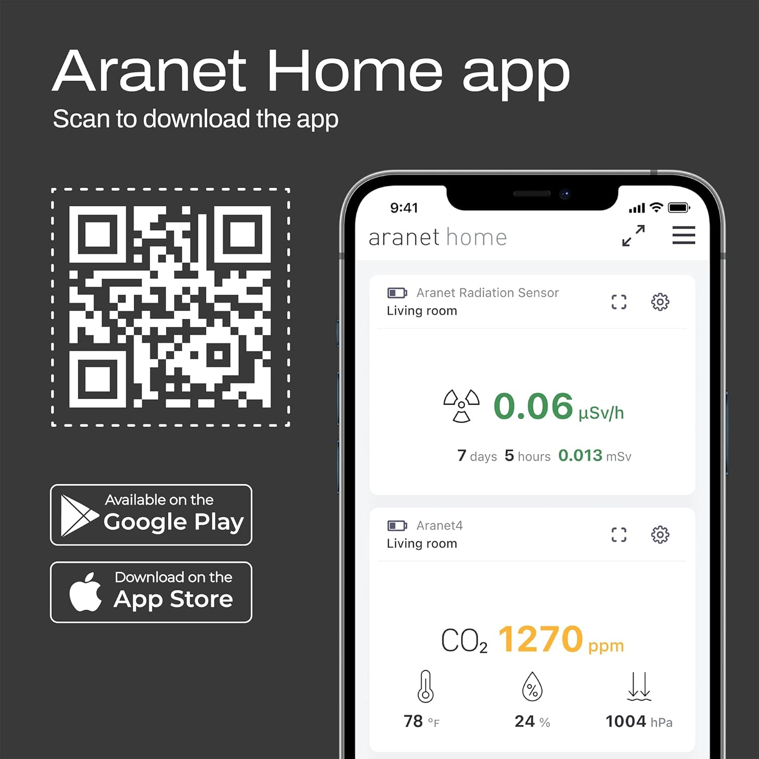 SAF Aranet4 Home: Wireless Indoor Air Quality Monitor for Office or White