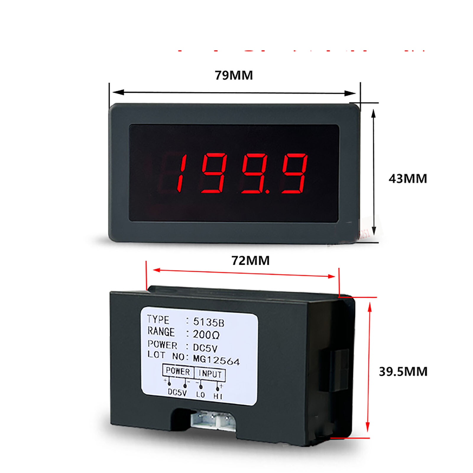 DC 0-1000V/1000A Digital Voltmeter Ammeter 3Digit LED display Tester Panel/Shunt