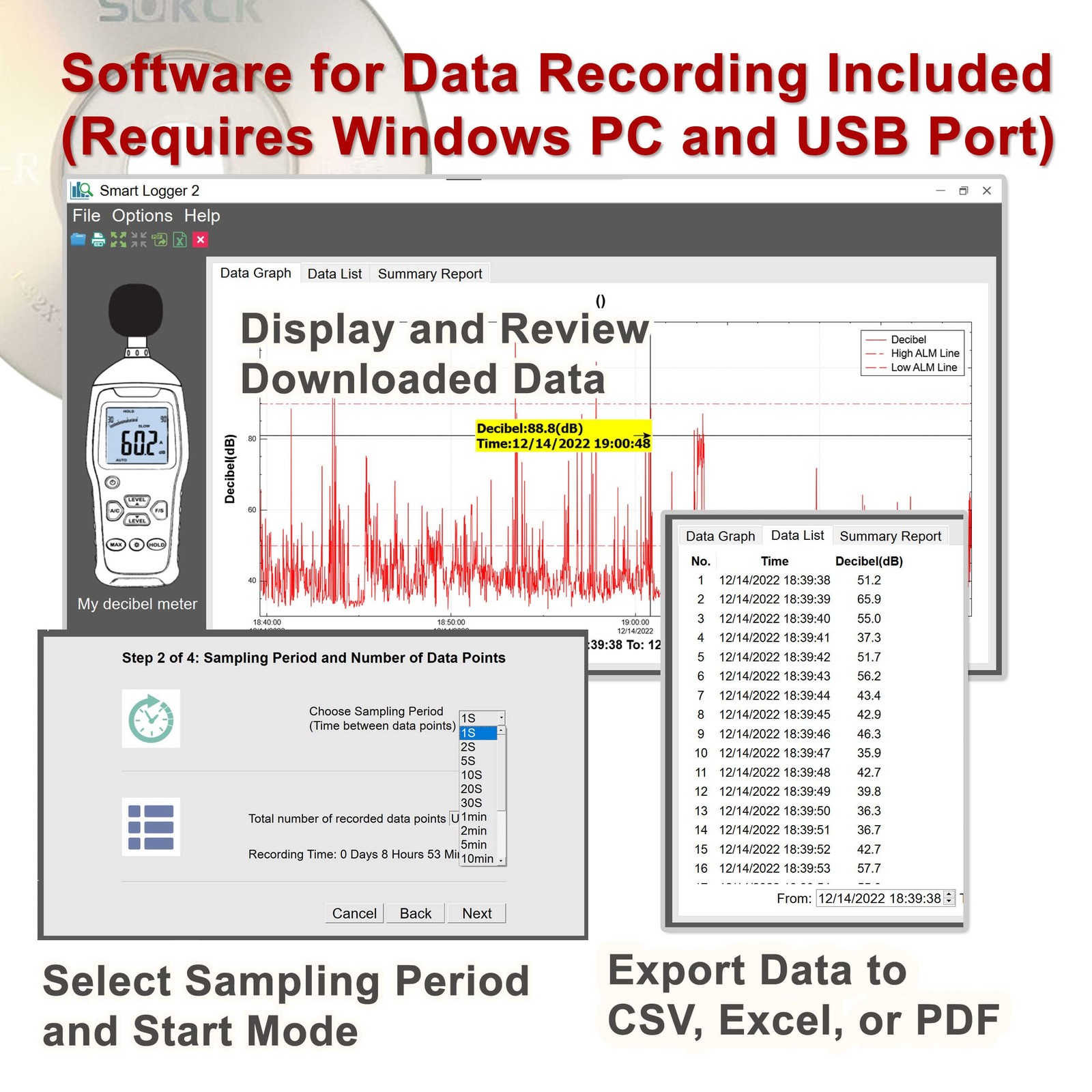 ennoLogic Decibel Meter and Recorder eS528L with Updated 2023 Software – Digital