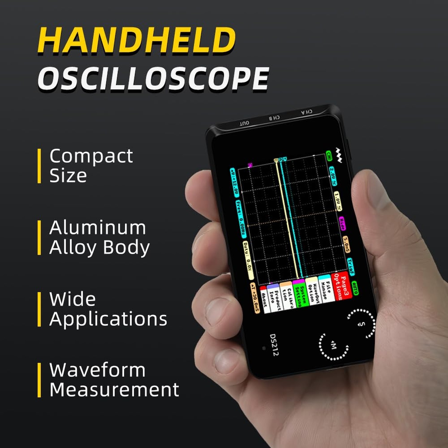 MINIWARE Pocket Oscilloscope DS212, Portable Oscilloscope Mini Size Handheld,…