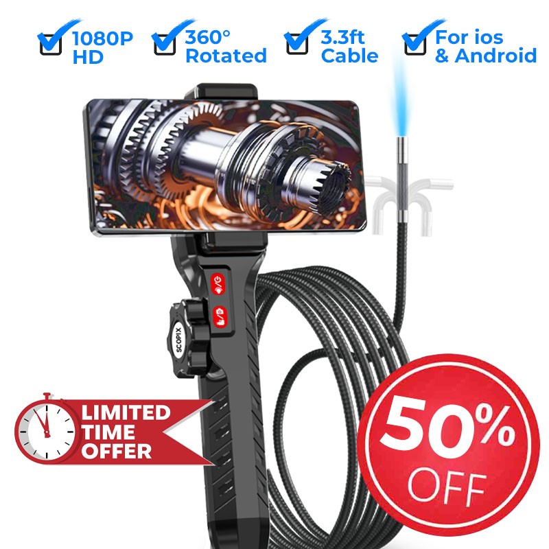 50%OFF! 1080P Lens Endoscope Camera 2-Way 360° Inspection Articulating Borescope