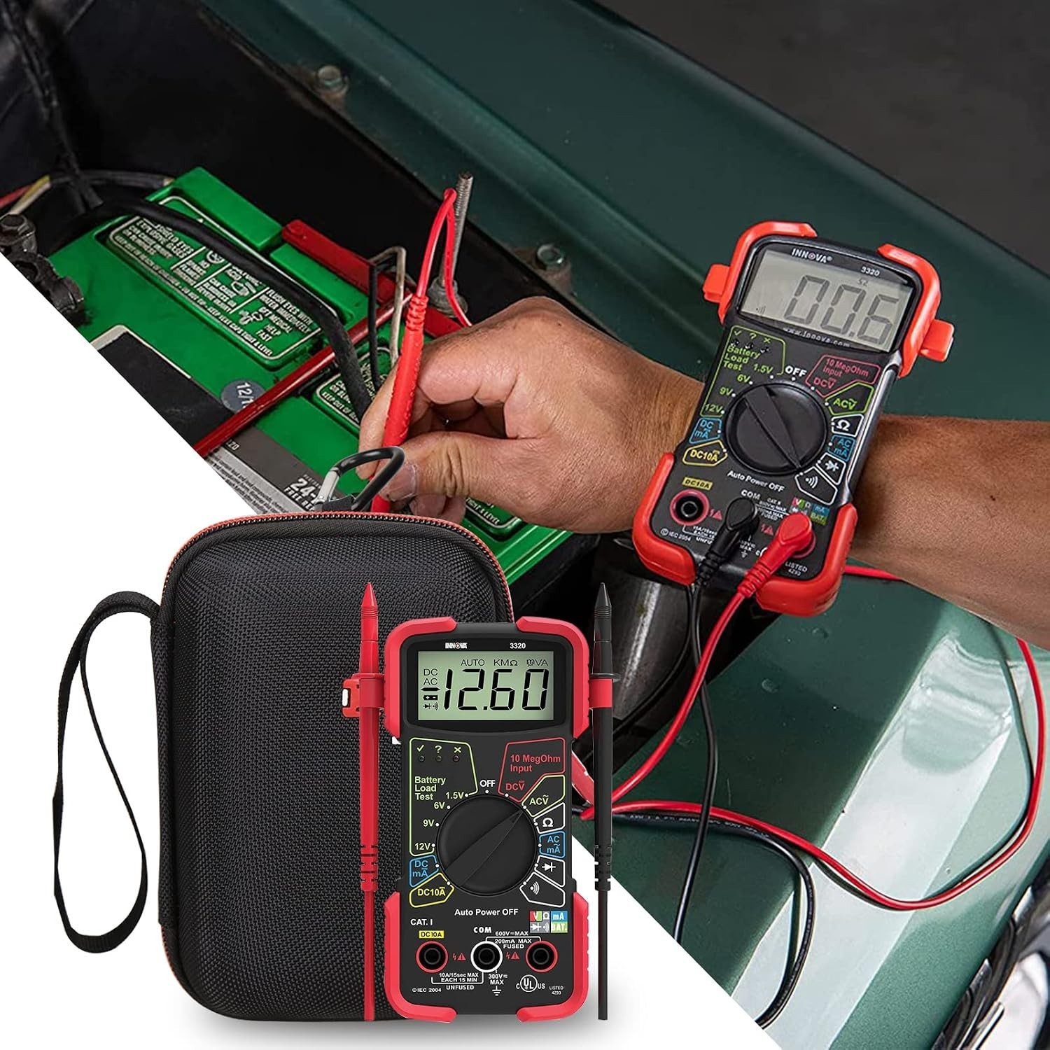 Shockproof Portable EVA Case for INNOVA 3320/3340 Multimeter, Lightweight Design