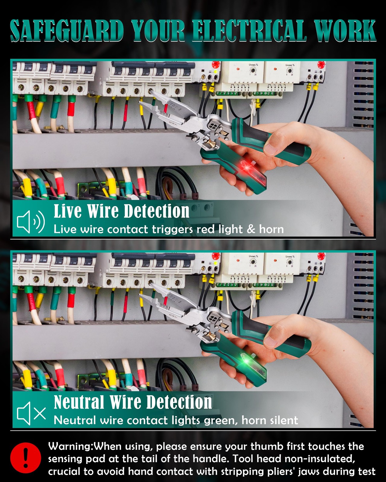 Faitio upgraded 8 in 1 Wire Strippers with Voltage Tester, Green