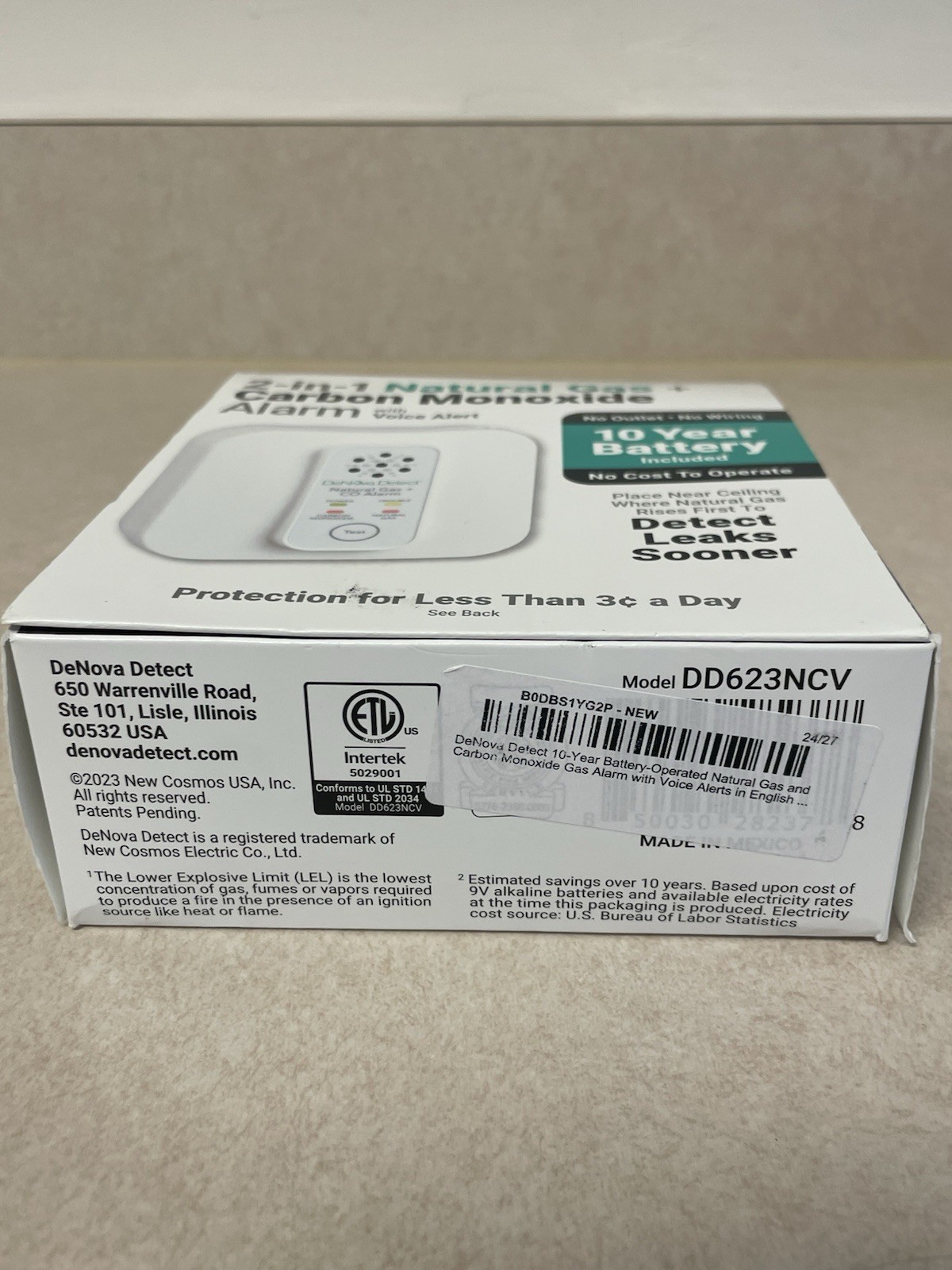 DeNova Detect 2-in-1 Natural Gas Carbon Monoxide Detector Voice Alert 10 YR Batt