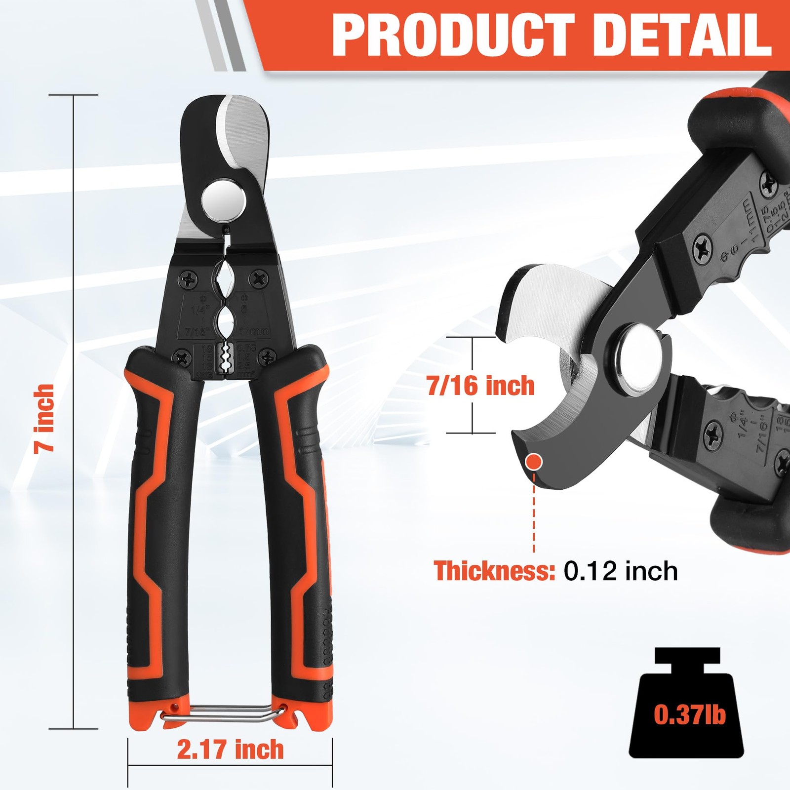 ValueMax 7 Inch Wire Stripper, Cable Cutters, Jacket Removal Orange; Black