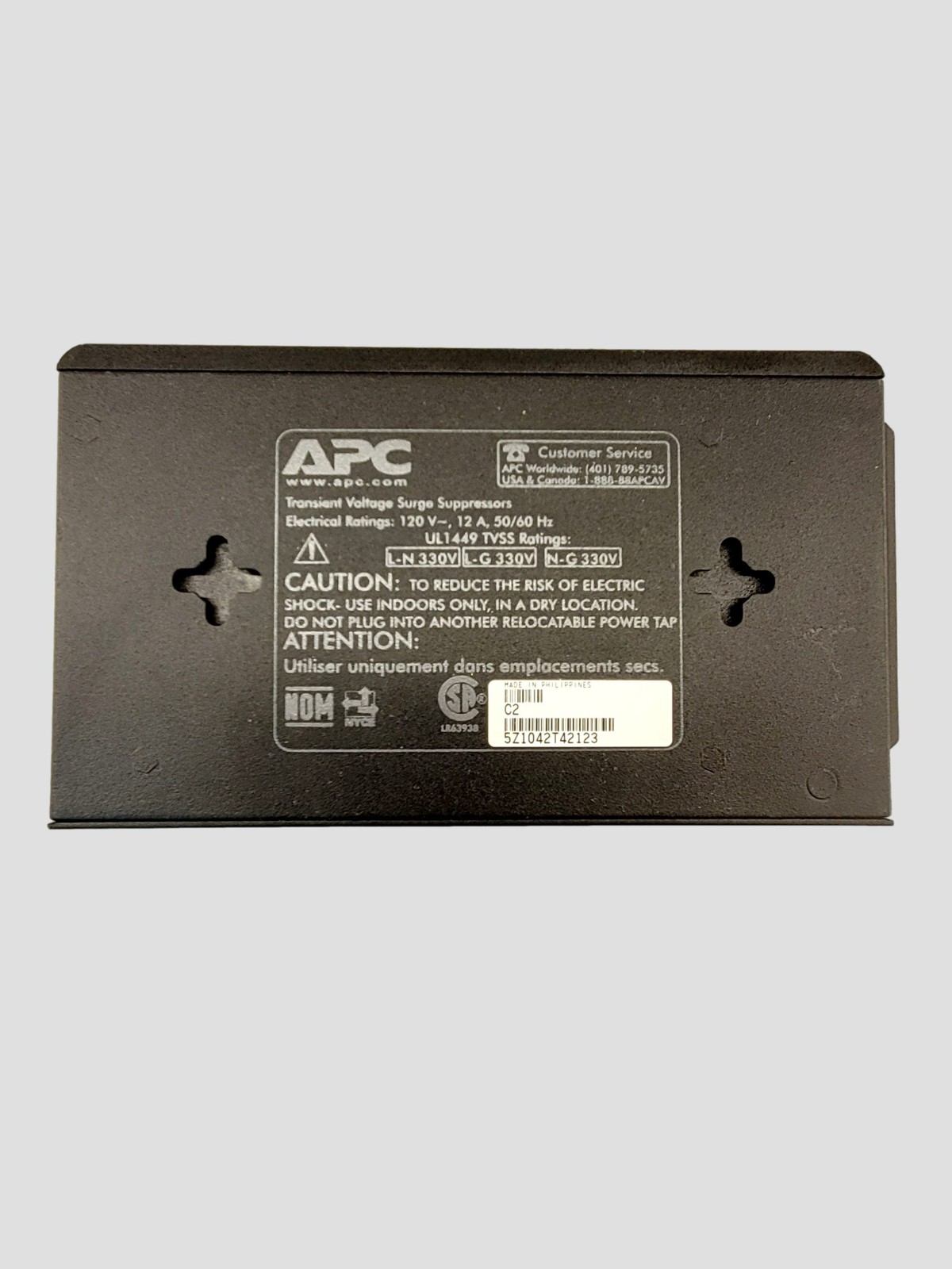 APC C2 power filter with 2 AC/V type outlets 120V 12A