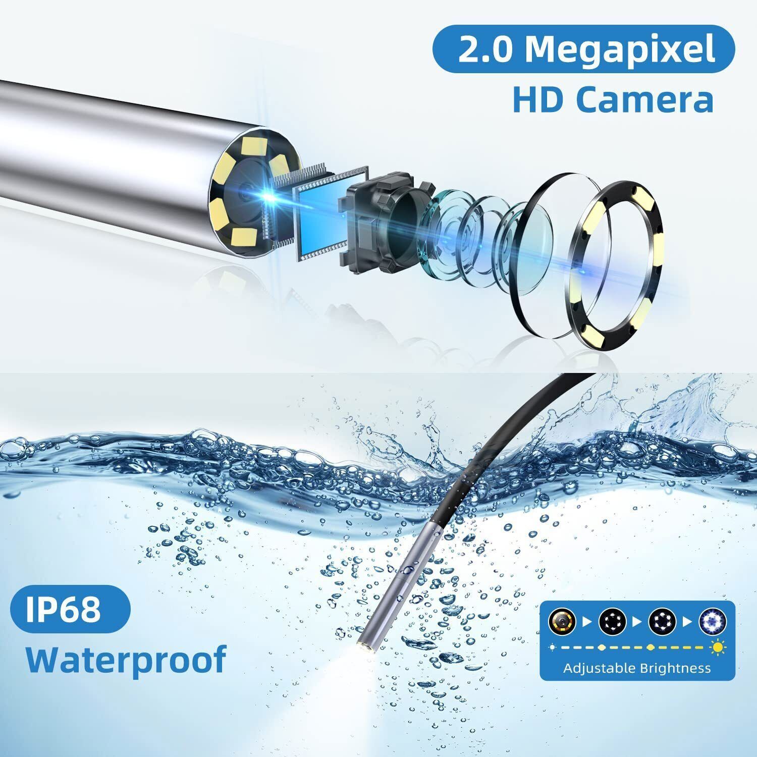 3.5m 1080P HD 3.9MM 4.3″ Screen Industrial Endoscope Borescope Inspection Camera