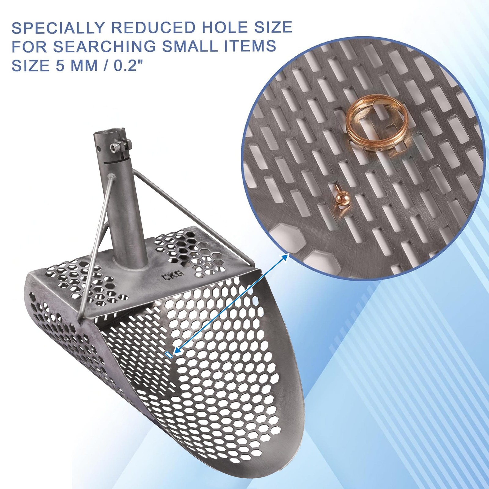 CKG Sand Scoop for Metal Detecting Heavy Duty Sand Sifter Scoop Stainless