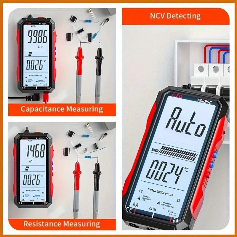 Rechargeable Digital Multimeter FS899C – Electrical & NCV Testing