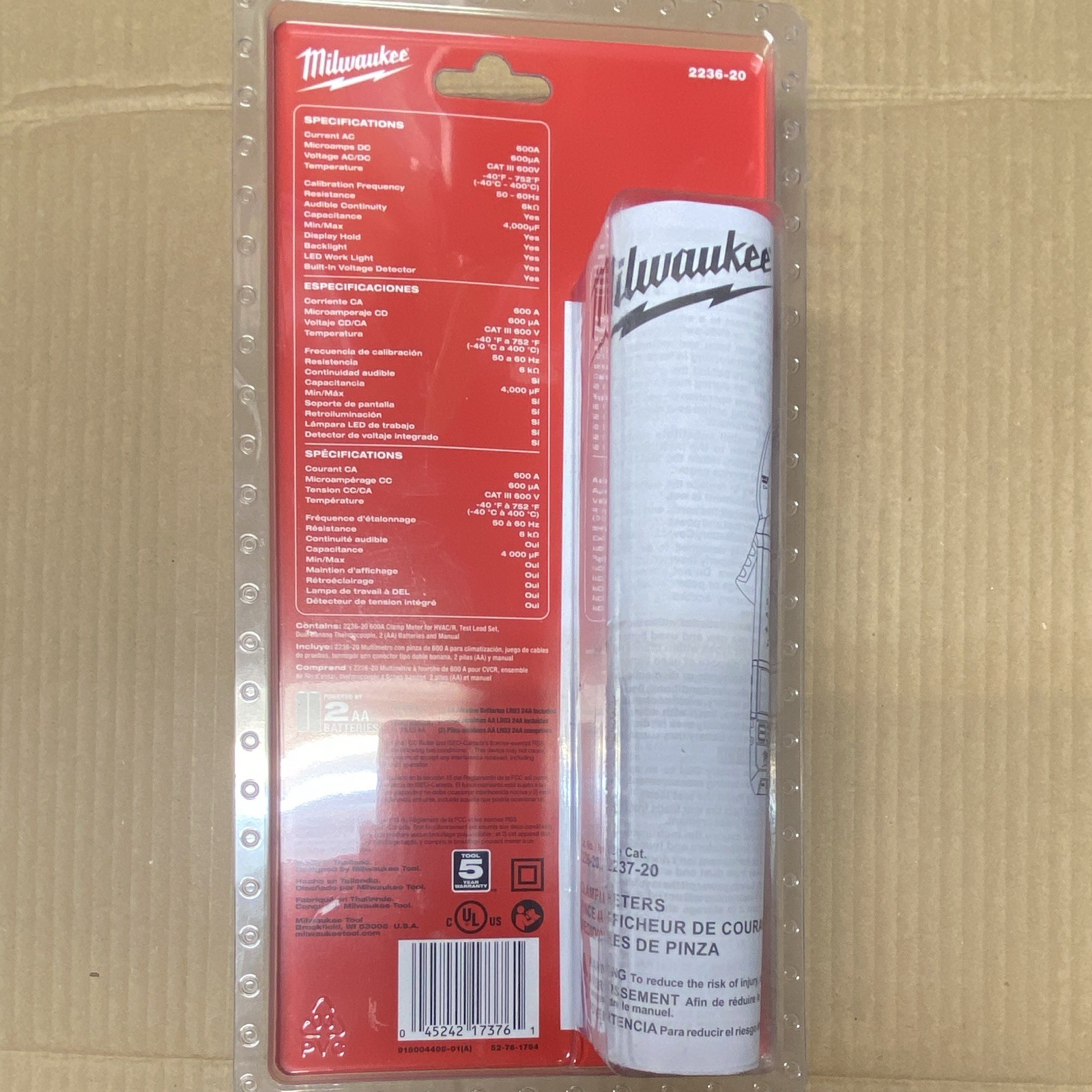 MILWAUKEE (2236-20) 600A CAT 3 Clamp Meter For HVAC/R
