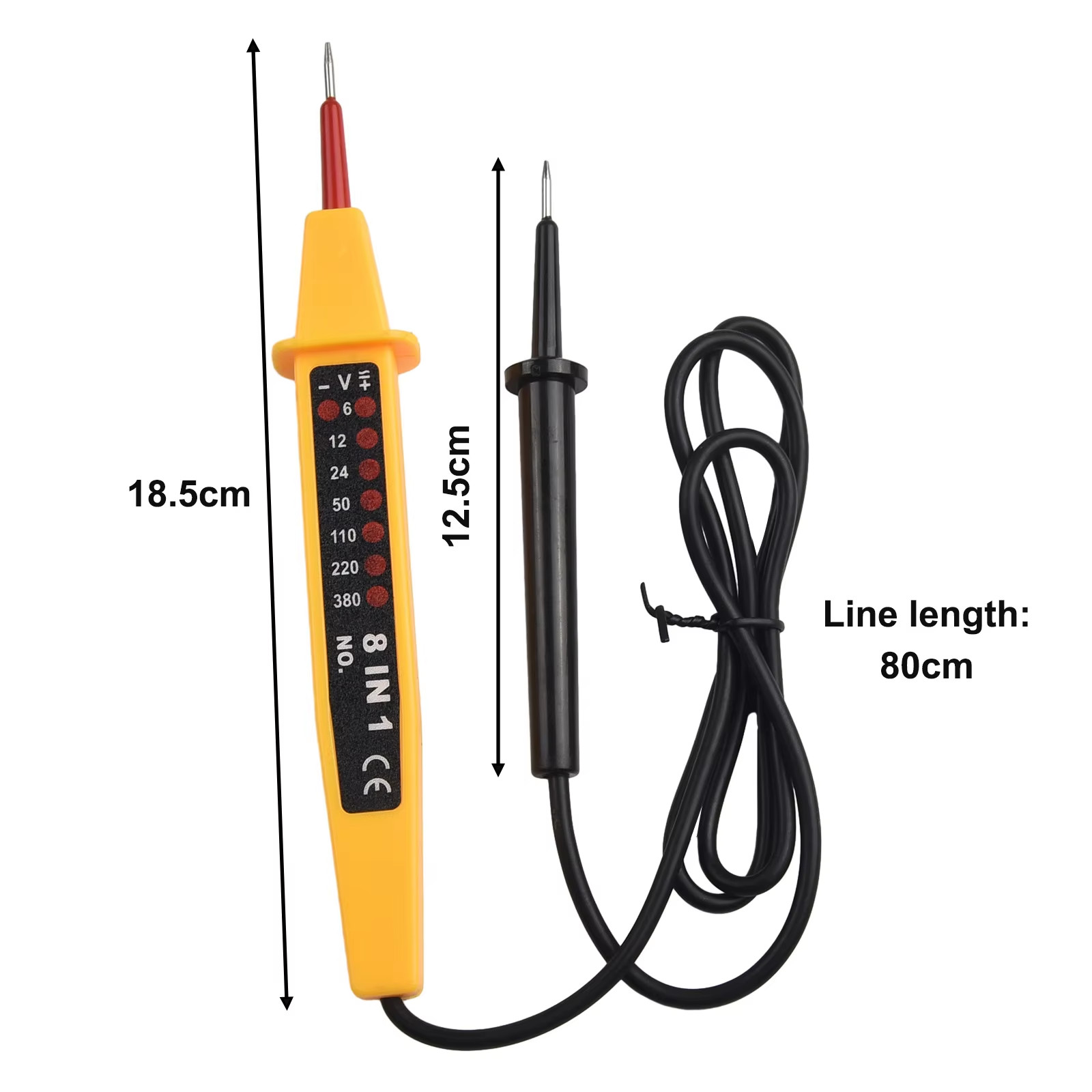 8-In-1 Electric Voltage Tester Pen 6-500V AC/DC Circuit Detector Test Tool