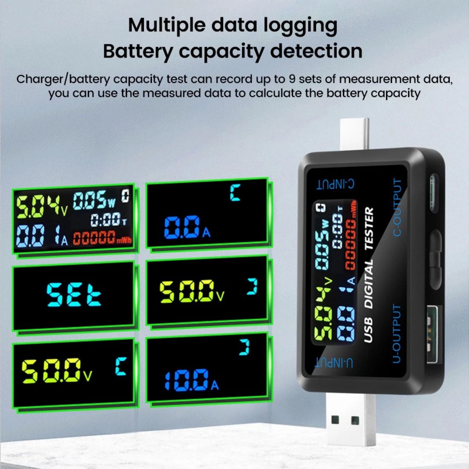 High Quality USB Type C Multimeter Voltage Current Tester with LCD Display