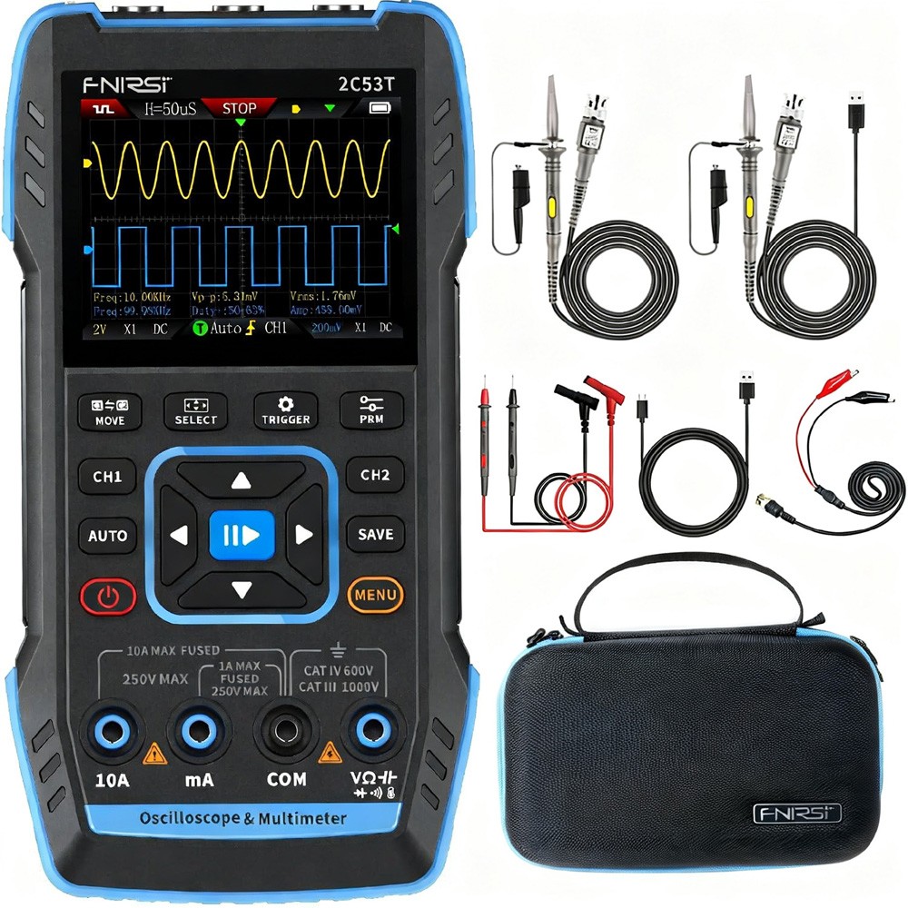 FNIRSI 2C53T 3in1 Digital Oscilloscope TouchScreen 50MHz Multimeter Signal Lab