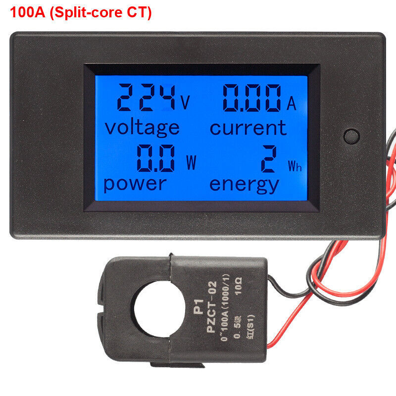 AC 20A 100A Digital Panel Meter Monitor Watt Kwh Power Energy Voltmeter Ammeter
