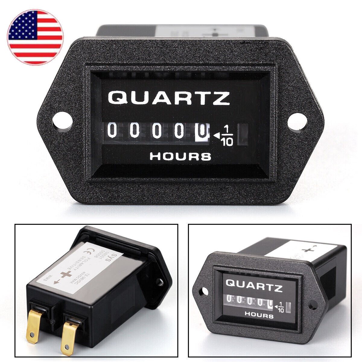 DC 12-36V Truck Tech Rectangular Hour Meter Timer Tool Gauges for Boat Car Truck