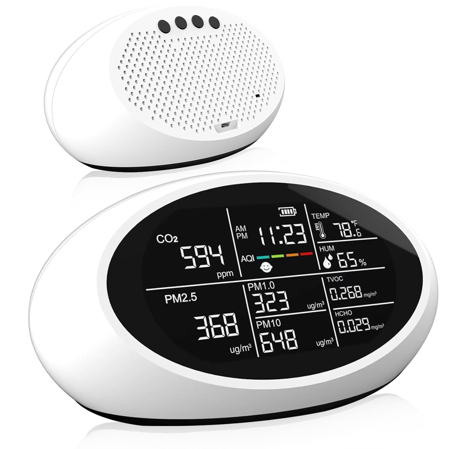 12 in 1 Air Quality Monitor Indoor Portable Indoor CO2/VOC/HCHO/PM1-2.5-10 Meter