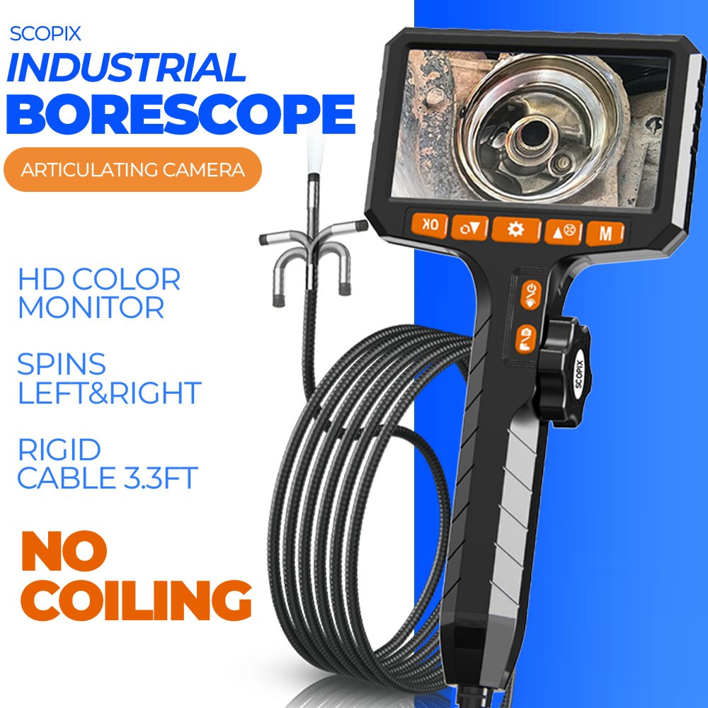 SCOPIX 1080P HD 360° Articulating Borescope Camera 4 Car Engine Inspection HVAC
