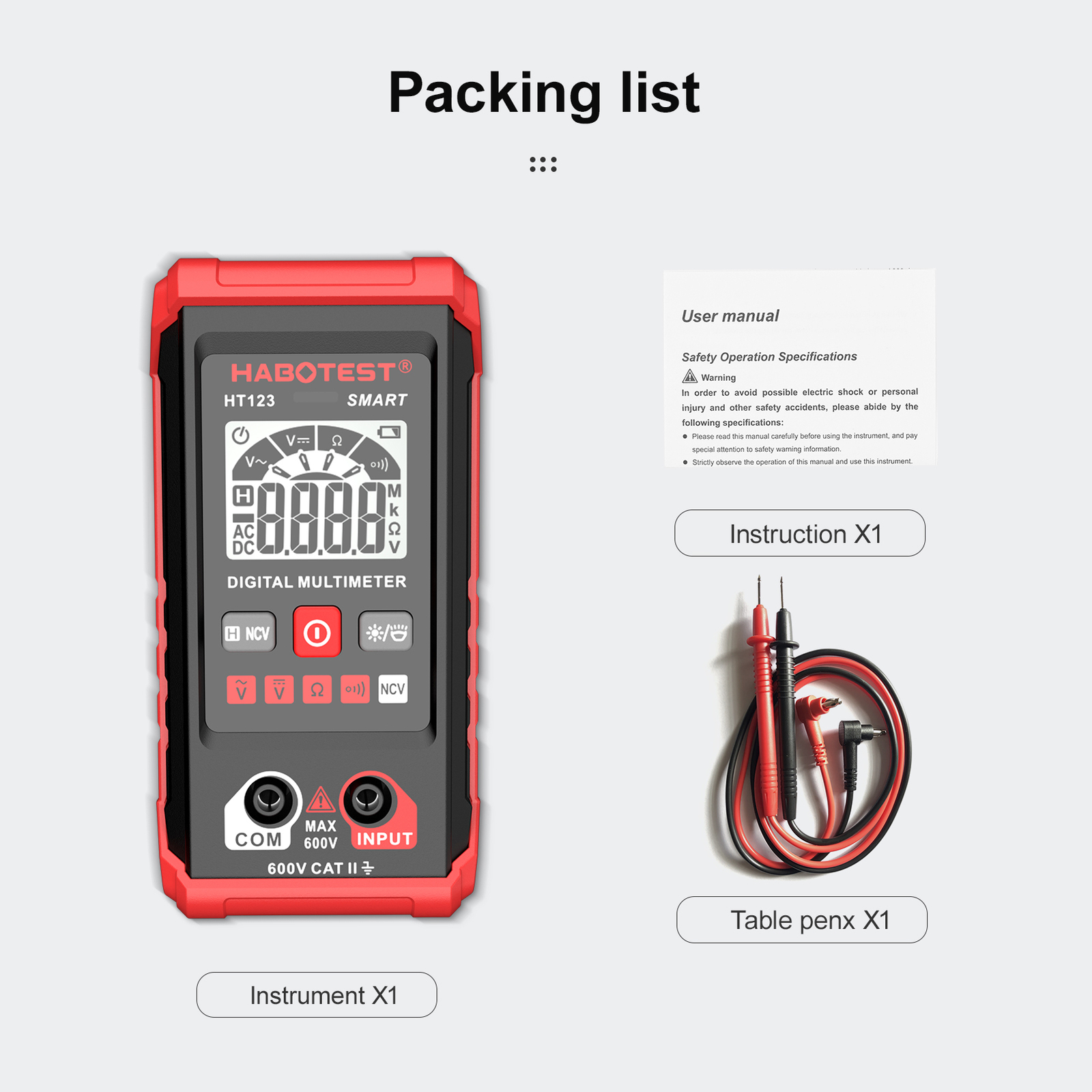 Digital Multimeter Auto Range Multimeter 2,000 Counts Flashlight Data Hold G3T1