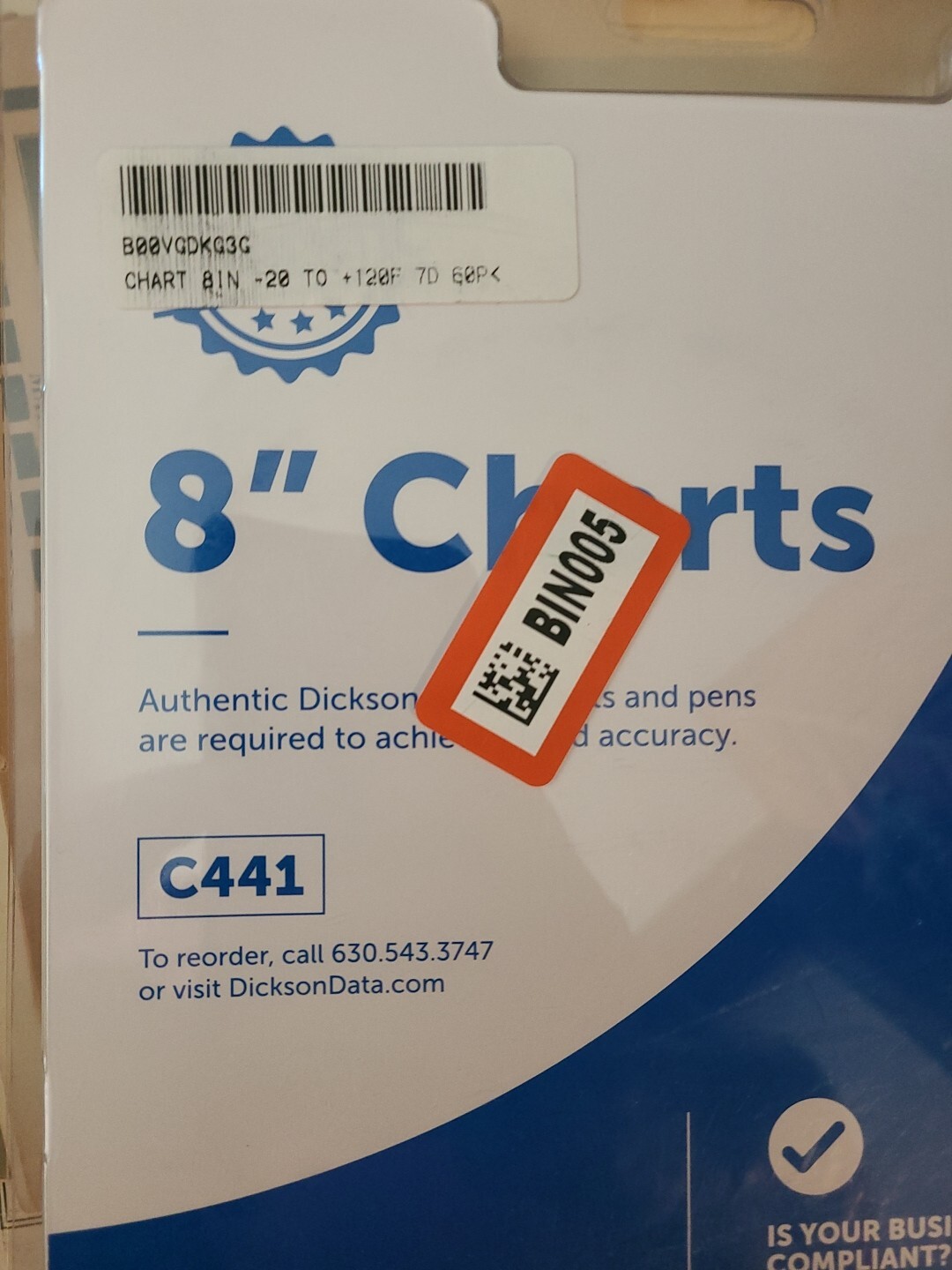 Dickson C441 Chart (Pack OF 60) -20 To 120F