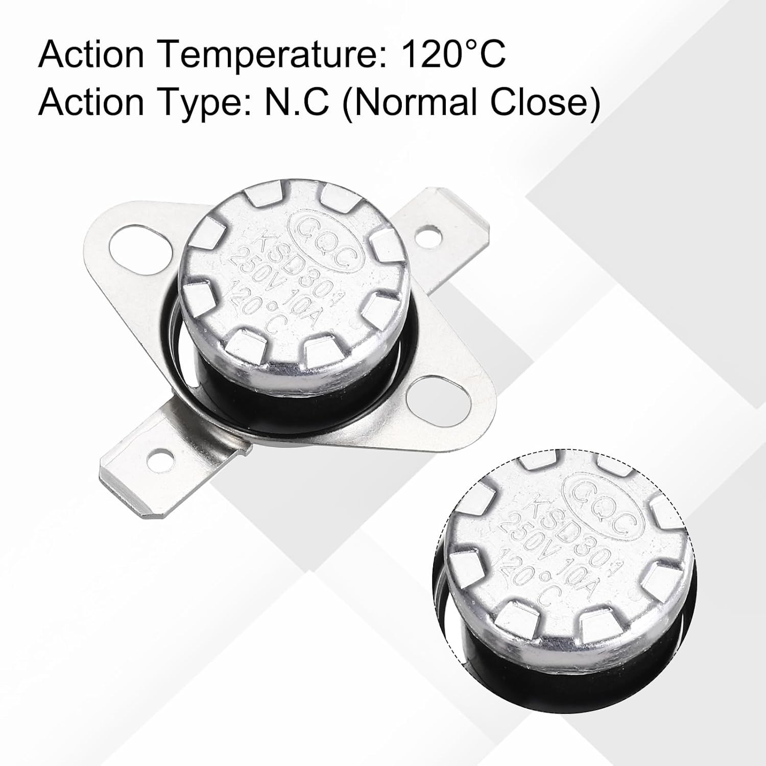 KSD301 Thermostat 120°C/248°F 10A Normally Closed N.C Adjus Number of Items: 8