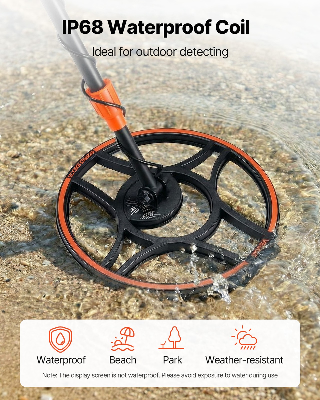VEVOR Metal Detector for Adults 12″ Professional Gold Detector Waterproof Coil