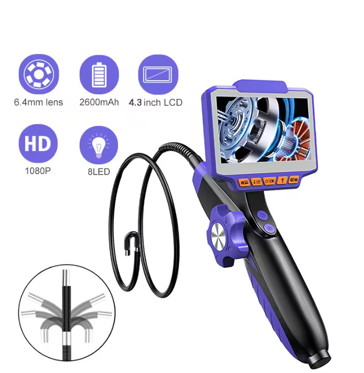 360° Two-Way Articulating Endoscope 4.3 inch Display Inspection Borescope Camera