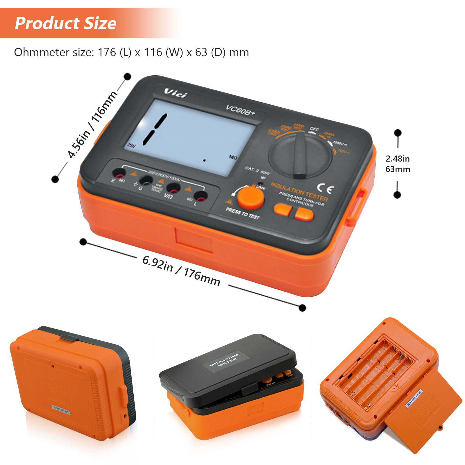 Digital Insulation Resistance Meter Tester Megger OHM 2000MΩ Megohmmeter 1000V