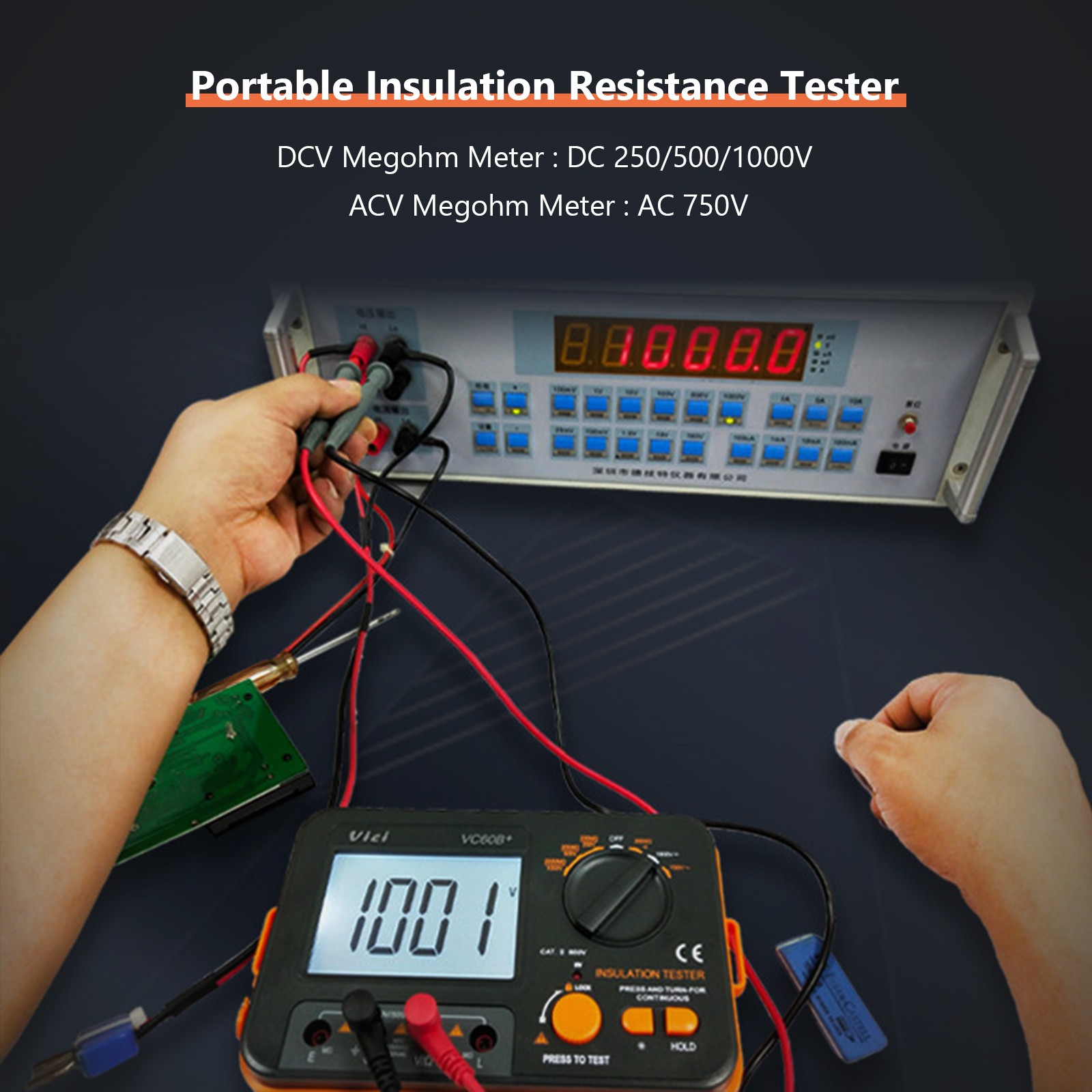 1000V Insulation Resistance Meter MegOhm Tester Portable 2000MΩ Megohmmeter Volt
