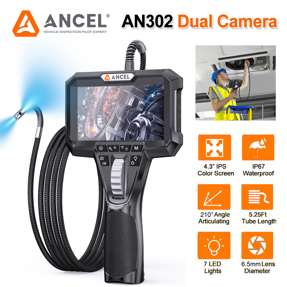 4.3-inch IPS LCD Articulating Inspection Borescope Camera Endoscope Dual Lens