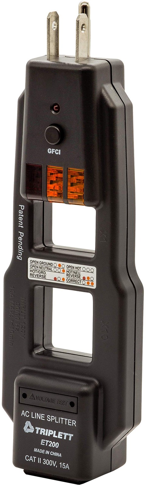 ET200 AC Line Splitter and GFCI Outlet/Receptacle Tester with 5 Visual Indica…