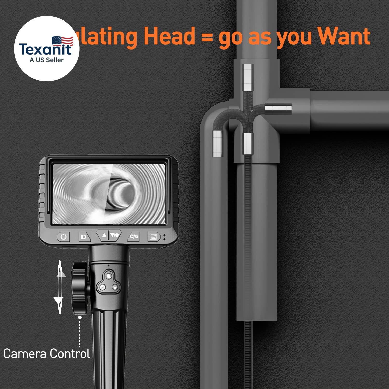 Two-Way Articulating Borescope with Light, Video Industrial Endoscope Inspection