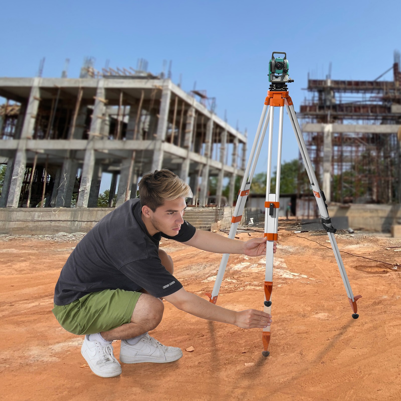VEVOR Laser Level Tripod Stand 5/8″-11 Thread 16.53-65.55 in Height Adjustment