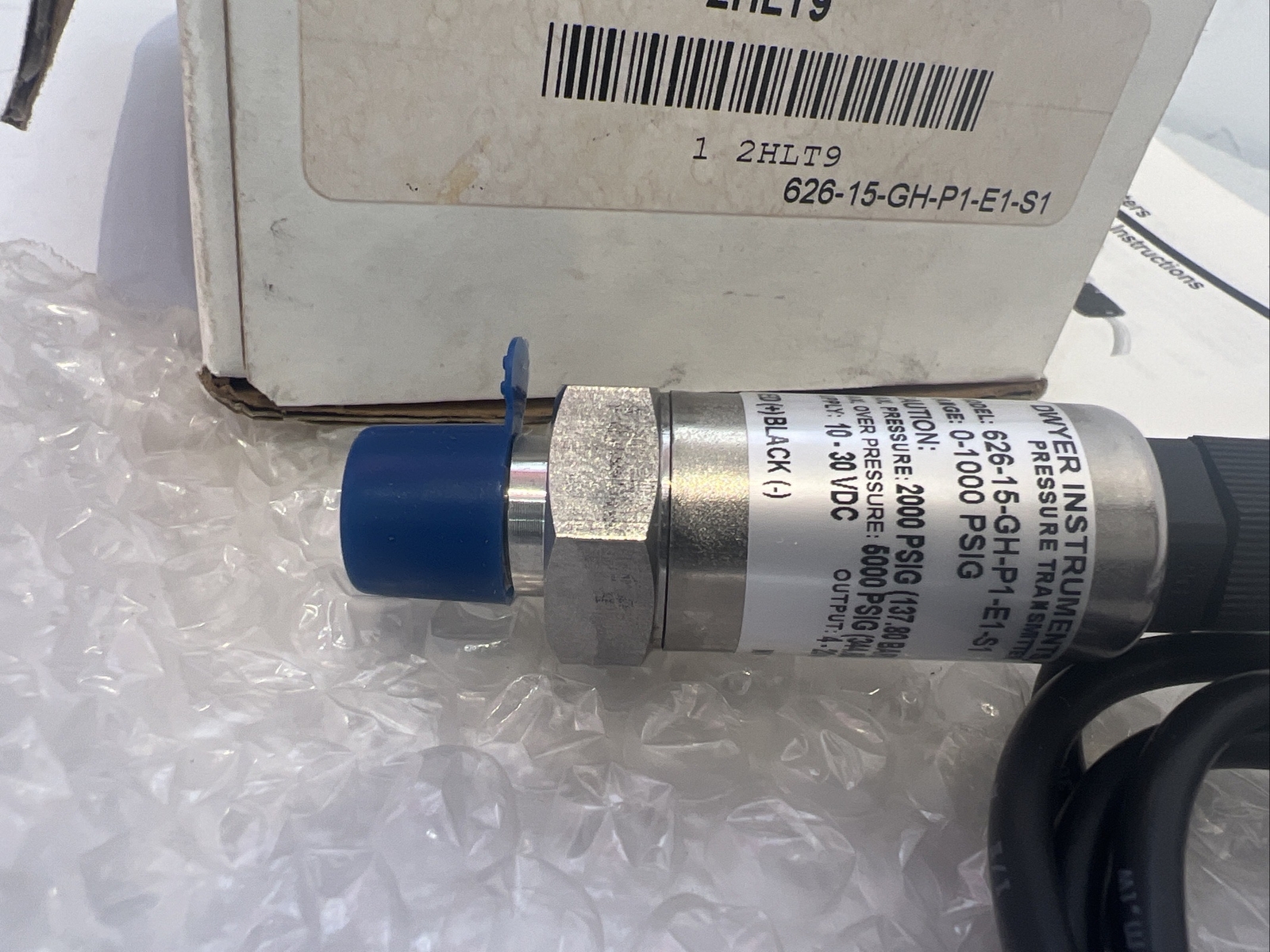 Dwyer 626-15-Gh-P1-E1-S1 Pressure Transmitter,0-1000Psi,36In Lead