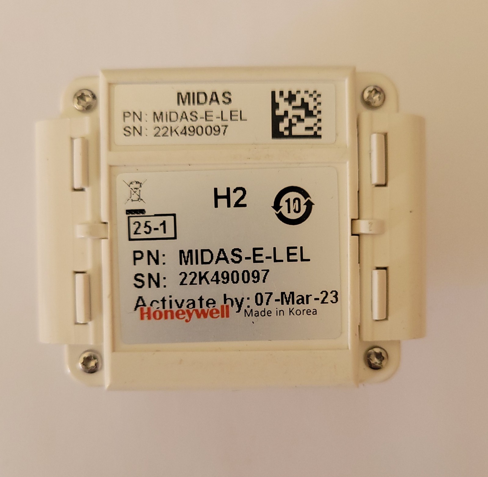 Honeywell MIDAS-E-LEL Gas Detector Sensor Cartridge Open box, 2 Years Remaining