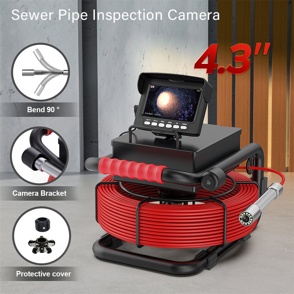 Pipe Inspection Camera 4.3 inch Monitor Drain Sewer Camera Pipe Endoscopes 30 m