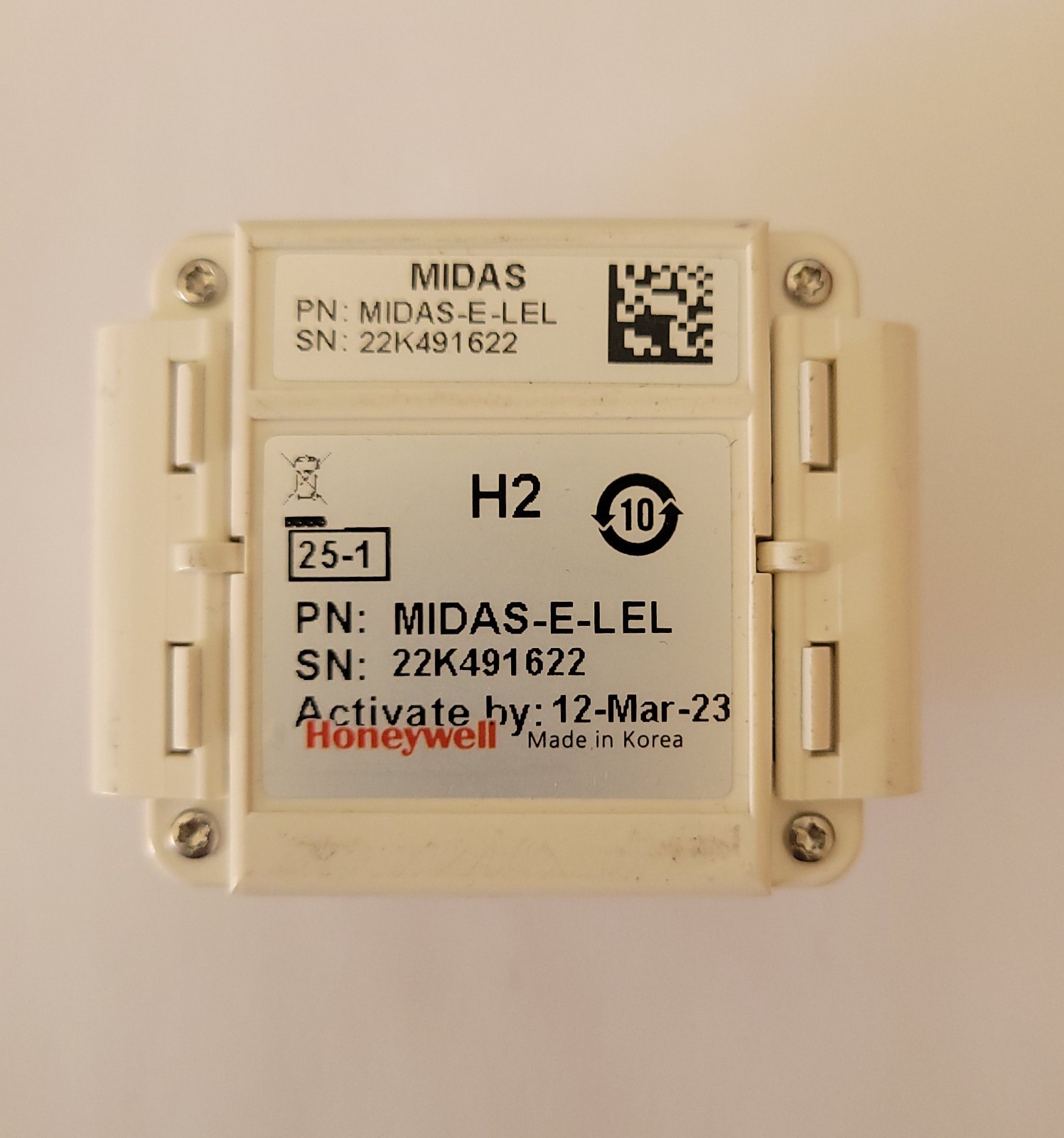 Honeywell MIDAS-E-LEL Gas Detector Sensor Cartridge Open box, 2 Years Remaining