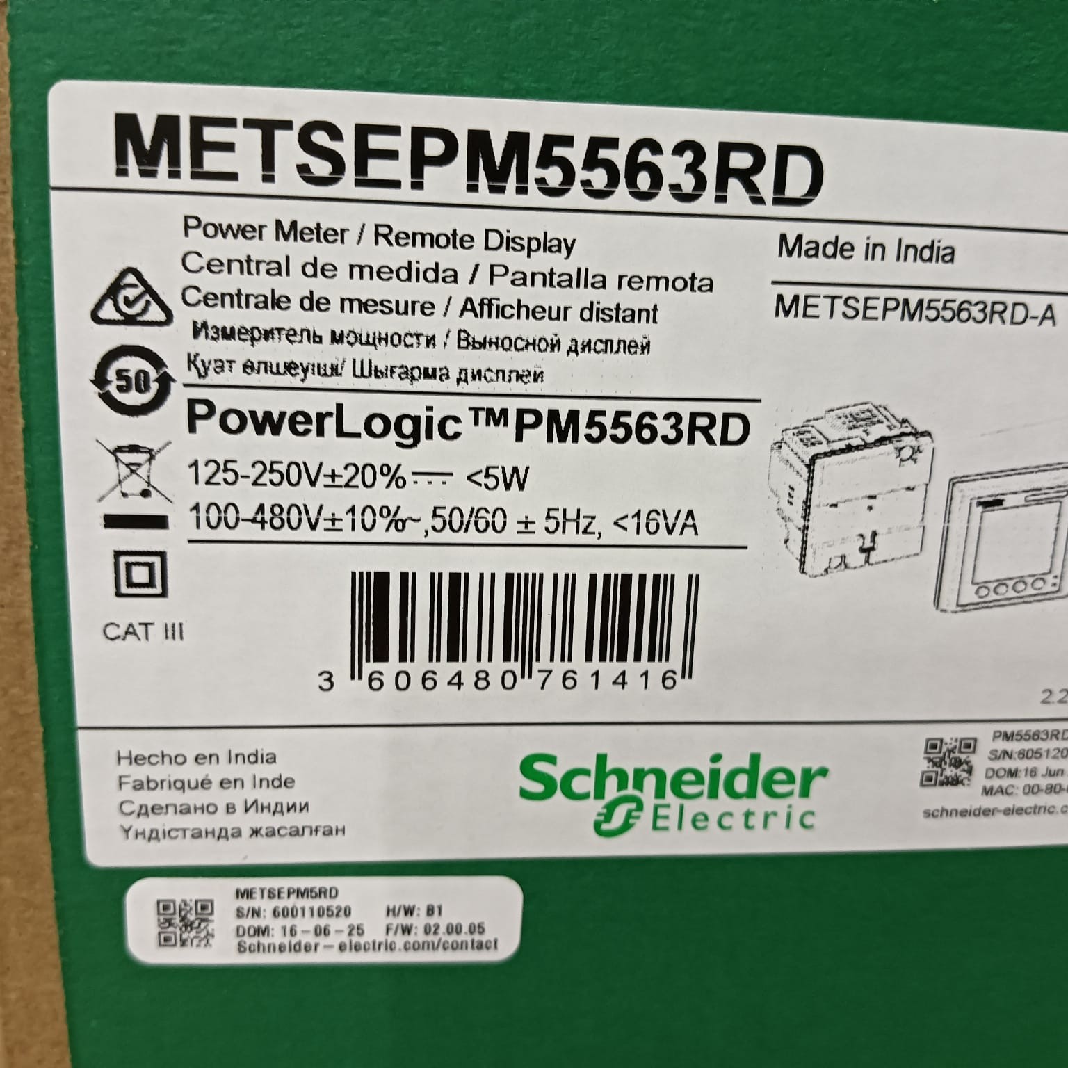 Schneider METSEPM5563RD Power Logic Power Meter Remote Display