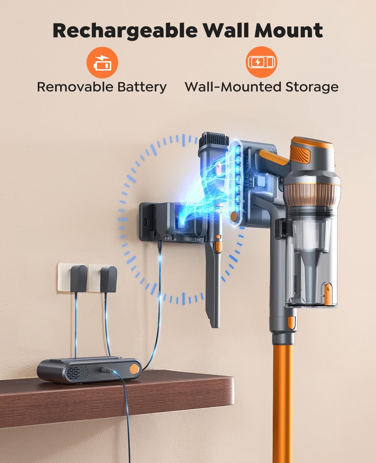 Cordless Vacuum Cleaner, 55KPa 650W 70Mins Stick Vacuum Cleaners fo… Fast Ship