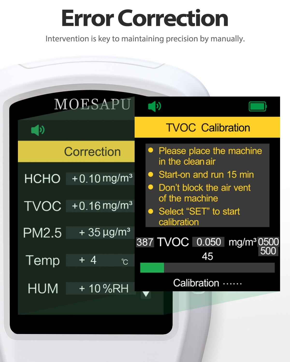 8-In-1 Air Quality Monitor, HCHO TVOC PM2.5 CO CO2 Detector