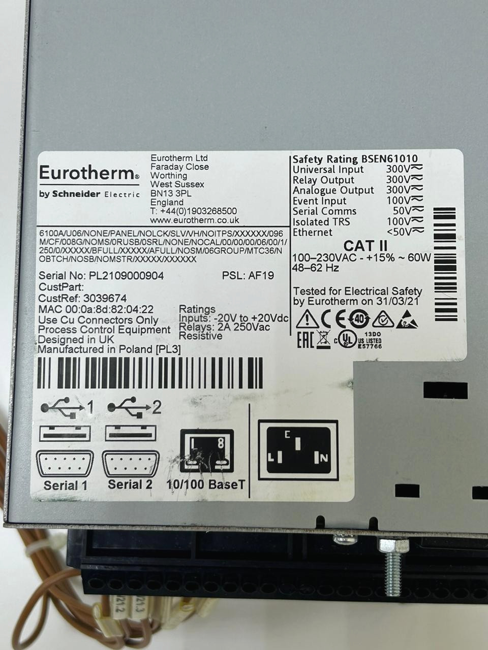 EUROTHERM 6100A Digital TouchScreen Paperless Graphic Recorder