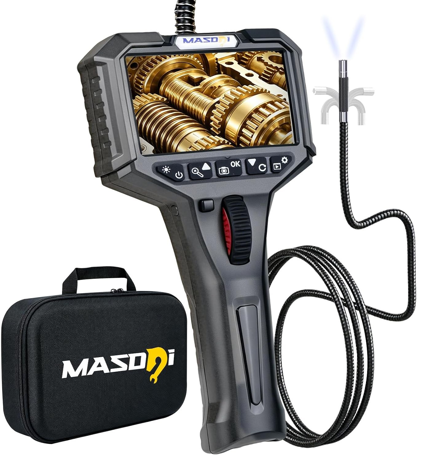 3.3FT Two-Way Articulating Borescope, Endoscope Camera with Light 0.24in