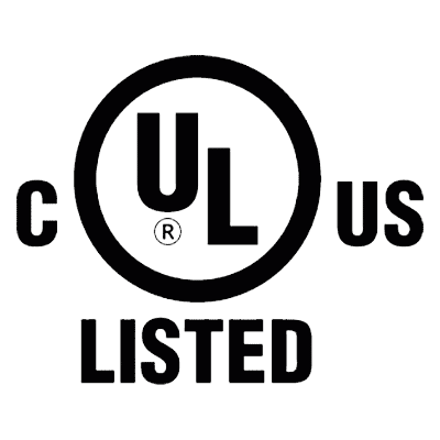 Certification mark featuring 'cULus' with the 'UL' in a circle and 'LISTED' below, indicating the product is UL-certified for safety in both Canada and the United States.