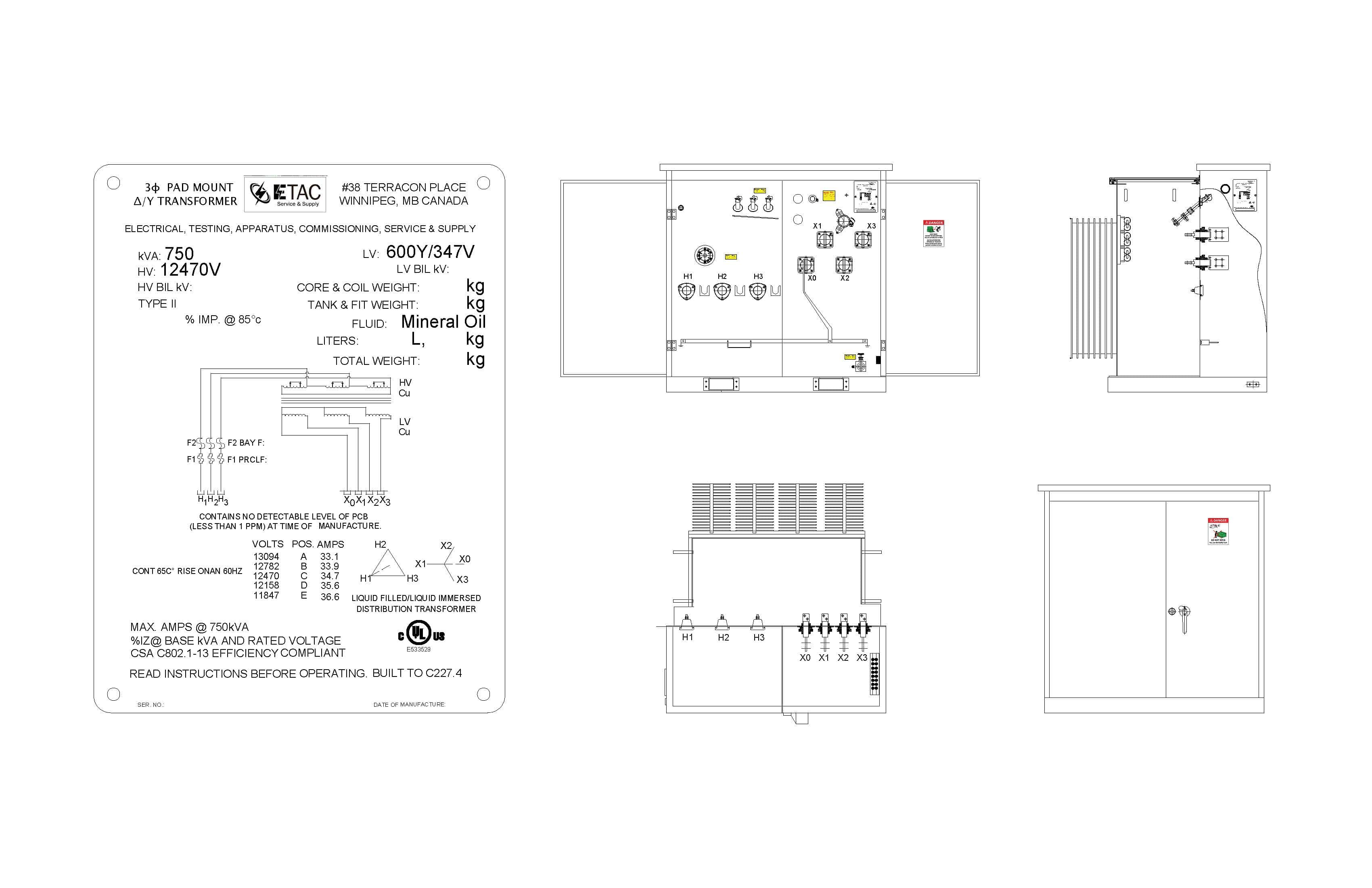 Padmount Transformer Sample Drawing