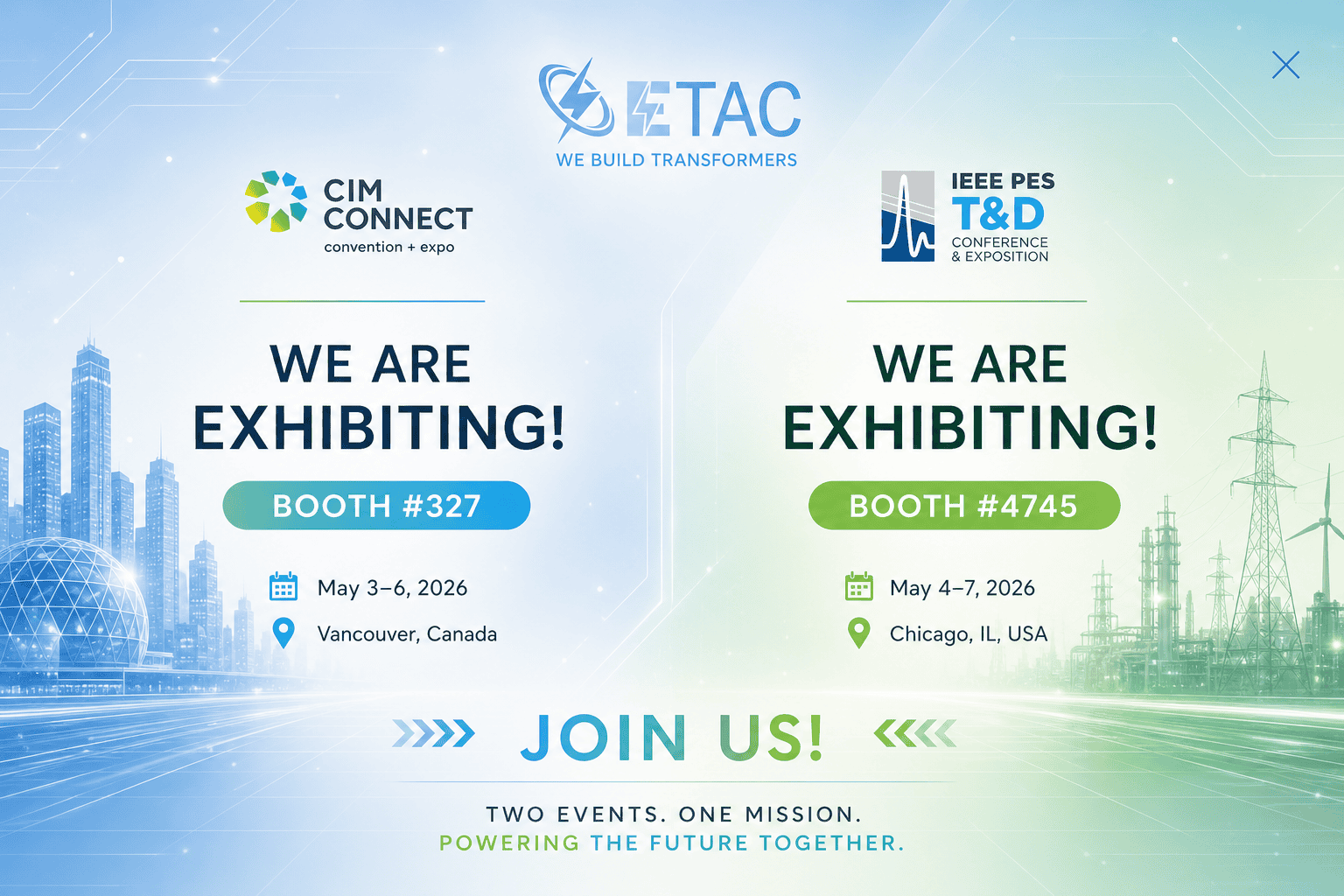 ETAC exhibiting at CIM Connect and IEEE PES T&D 2026 transformer exhibition