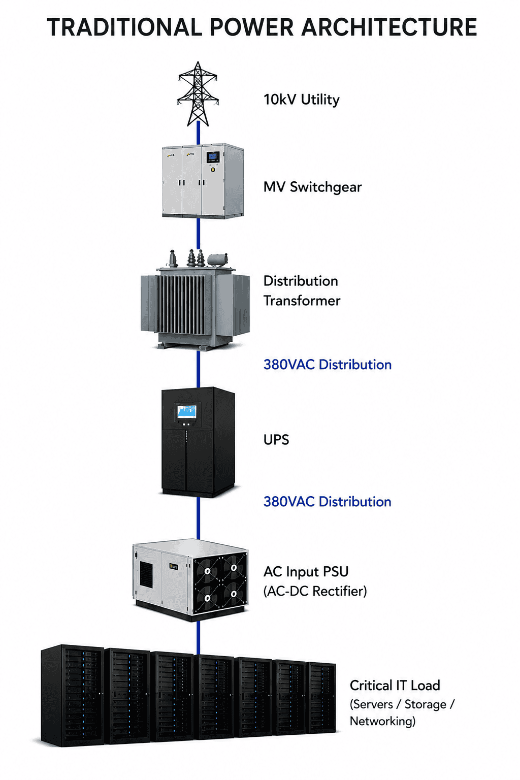 Traditional Power Architecture for AI Data Center